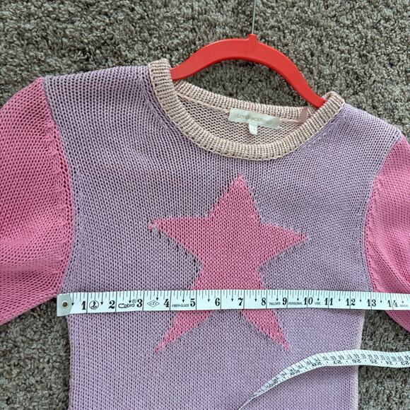 LoveShackFancy Girl’s Colorblock Knit Sweater Star Pink Sz 8-9Y Pastel Purple - Picture 3 of 15